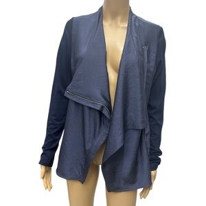 AMS Pure Blue Zip Up Moto Style Cotton Lyocell Blend Jacket Imported Womens 6